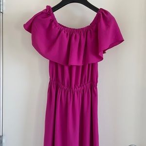 Wilfred off the shoulder ruffled pink dress